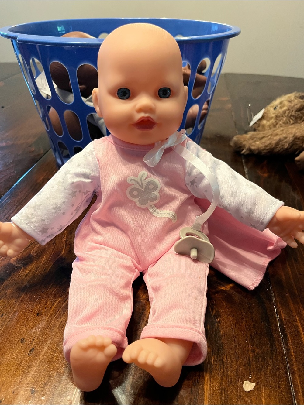 Soft Pink Baby Doll with Pacifier and Removable Outfit